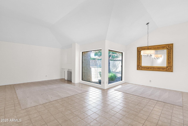 9797 N 100th Pl, Scottsdale, AZ 85258 - unfurnished living room with light tile patterned floors and high vaulted ceiling
