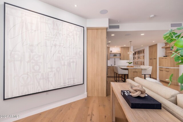 interior space featuring light wood-type flooring