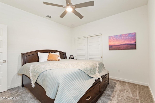 11951 W Wier Ave, Avondale, AZ 85323 - bedroom featuring light carpet, a closet, and a ceiling fan