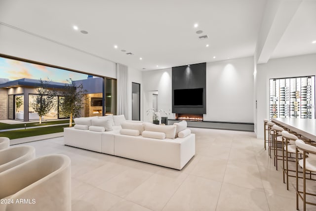 view of tiled living room