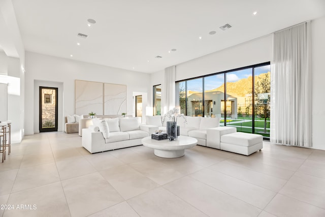 view of tiled living room