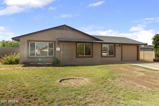 2201 W Wethersfield Rd, Phoenix, AZ 85029 - ranch-style house with concrete driveway, an attached garage, a shingled roof, and stucco siding