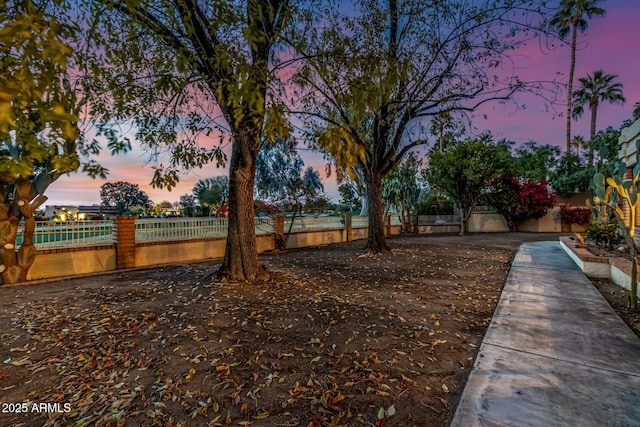 view of yard at dusk