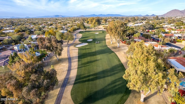 bird's eye view with a mountain view