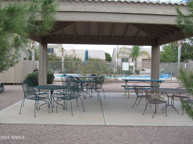 view of patio featuring a gazebo