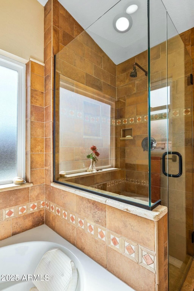 bathroom with independent shower and bath