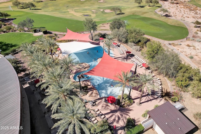 aerial view featuring view of golf course