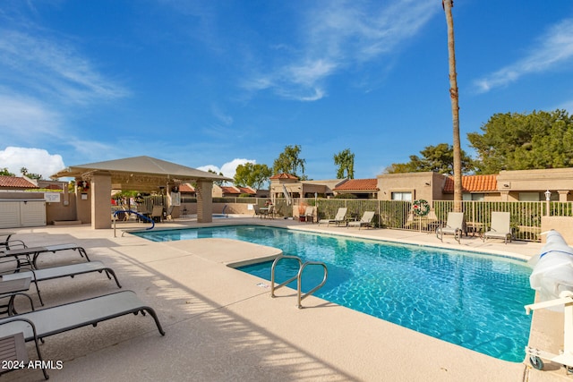 view of pool featuring a patio