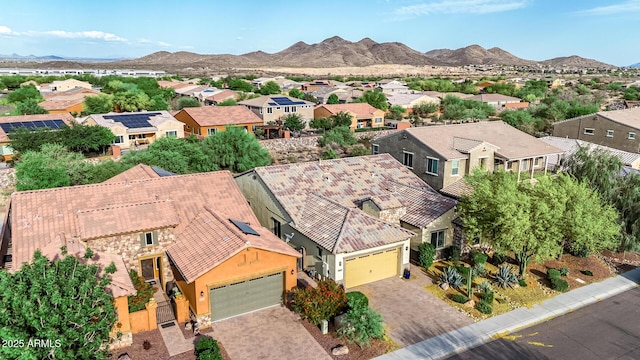 aerial view with a residential view and a mountain view