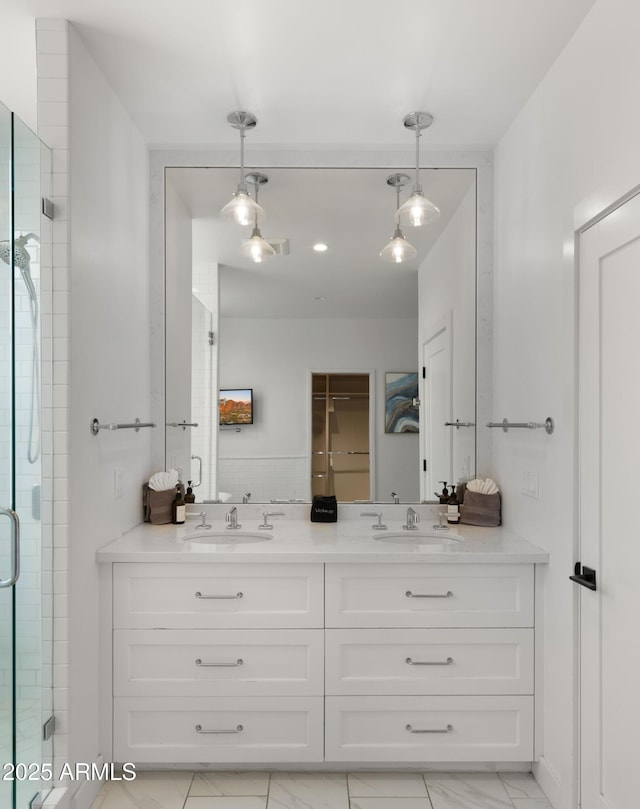 4824 E Hummingbird Ln, Paradise Valley, AZ 85253 - bathroom with double vanity and a shower stall