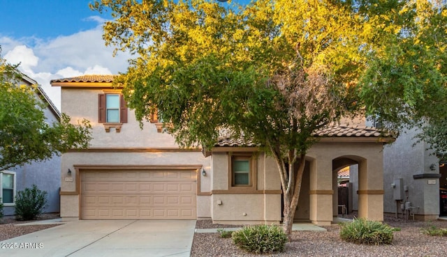 view of front of house with a garage