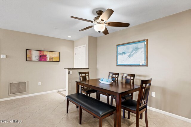 4200 N Miller Rd Unit 408, Scottsdale, AZ 85251 - dining area with a ceiling fan, light tile patterned floors, and recessed lighting
