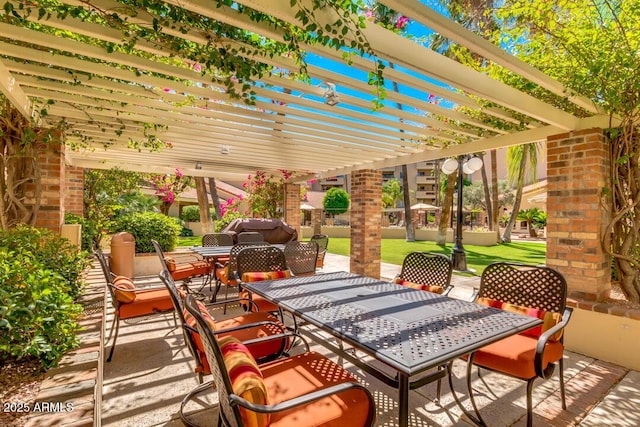 4200 N Miller Rd Unit 408, Scottsdale, AZ 85251 - view of patio with outdoor dining space and a pergola