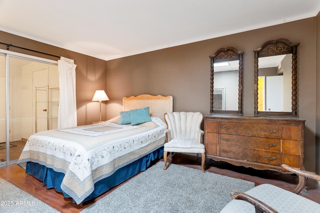 bedroom with wood-type flooring