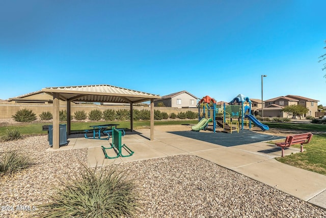 view of playground with a gazebo