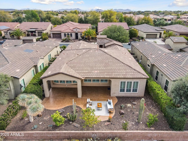 drone / aerial view with a residential view