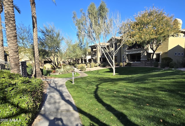 view of home's community with a lawn