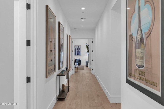 hall featuring light wood-type flooring