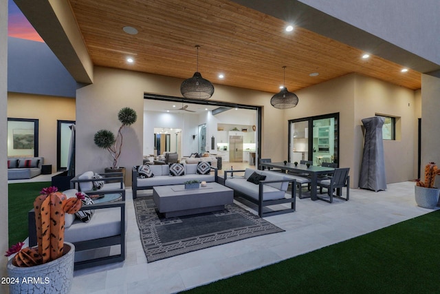 interior space featuring wood ceiling