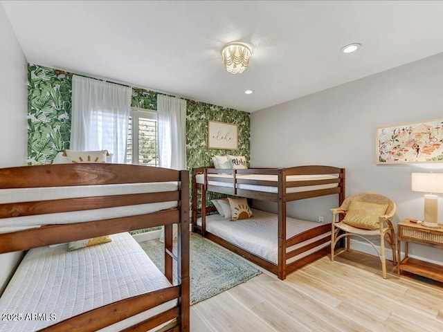 bedroom with light wood-type flooring