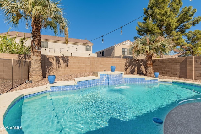 view of pool with a fenced backyard and a fenced in pool