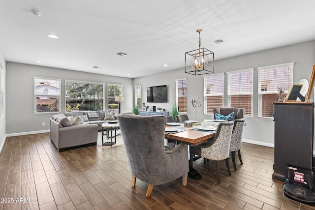 974 W Zion Way, Chandler, AZ 85248 - dining space with dark wood-type flooring, baseboards, a chandelier, and recessed lighting
