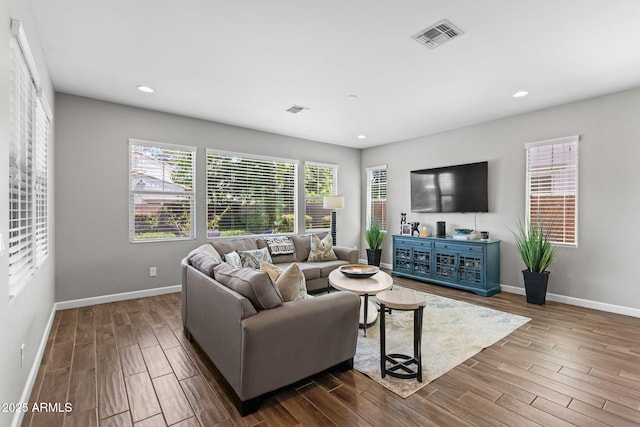 974 W Zion Way, Chandler, AZ 85248 - living room with wood finished floors, baseboards, plenty of natural light, and recessed lighting