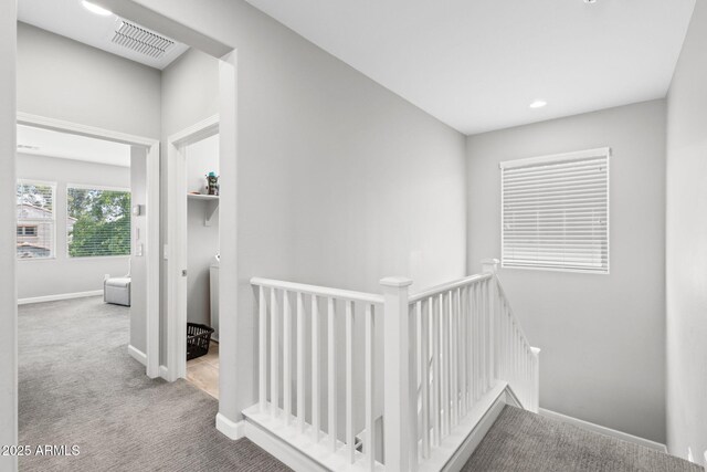 974 W Zion Way, Chandler, AZ 85248 - hallway featuring an upstairs landing, carpet flooring, baseboards, and recessed lighting
