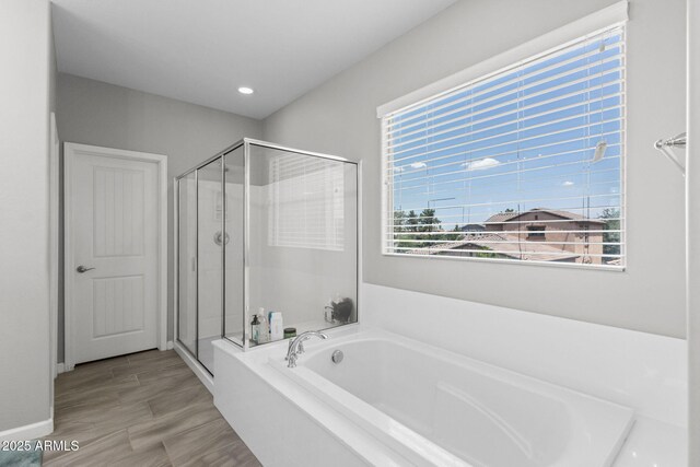 974 W Zion Way, Chandler, AZ 85248 - bathroom with a shower stall, a bath, and recessed lighting