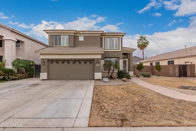 view of front property with a garage