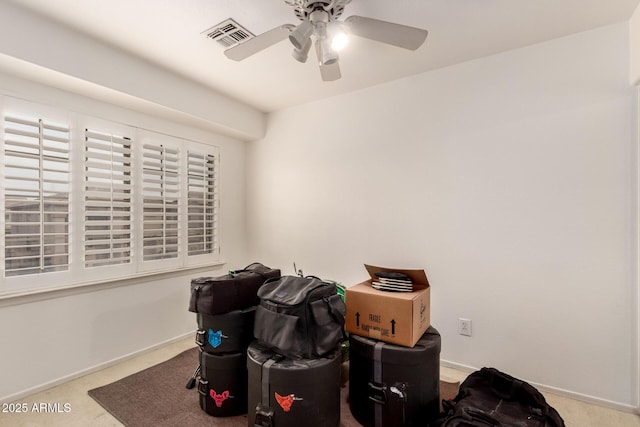 miscellaneous room with ceiling fan