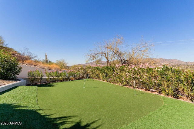 view of yard featuring a mountain view