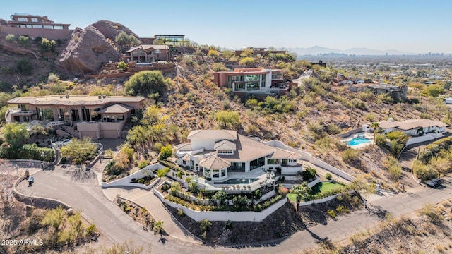 aerial view with a mountain view