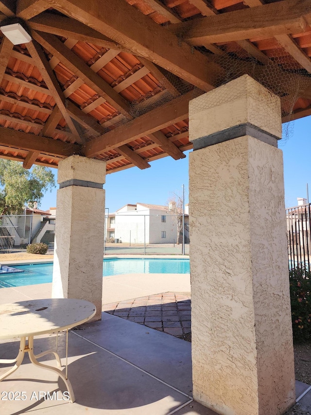 view of pool featuring a patio