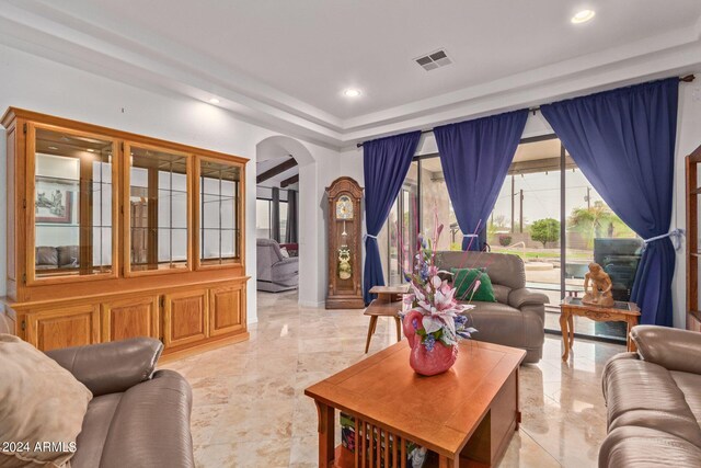 view of tiled living room