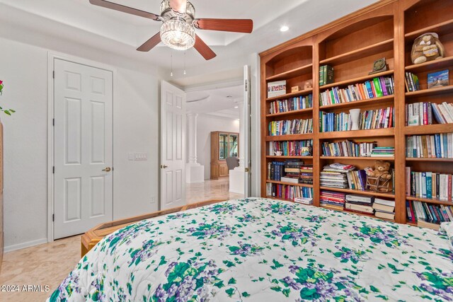 bedroom featuring ceiling fan