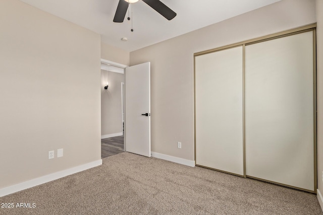 1416 W Highland St, Chandler, AZ 85224 - unfurnished bedroom featuring carpet floors, a closet, a ceiling fan, and baseboards