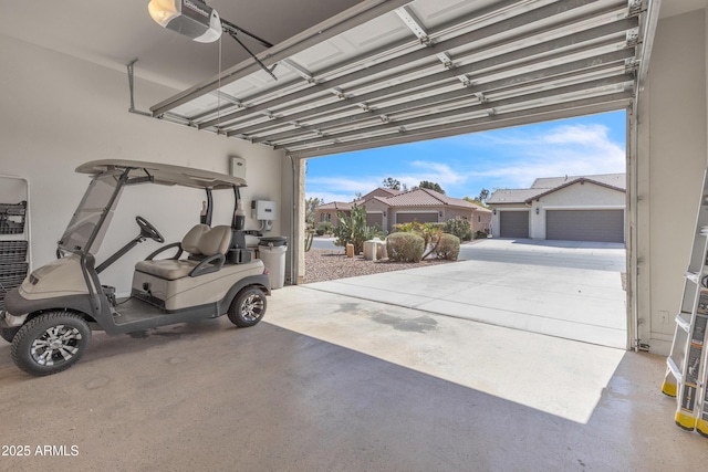 garage with a garage door opener