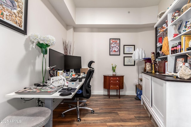 office area featuring dark hardwood / wood-style floors