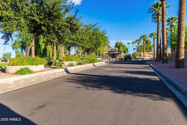 view of road featuring curbs