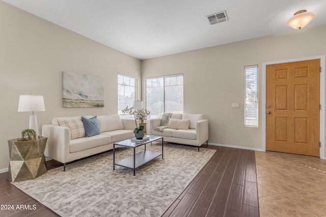 living room featuring light hardwood / wood-style floors