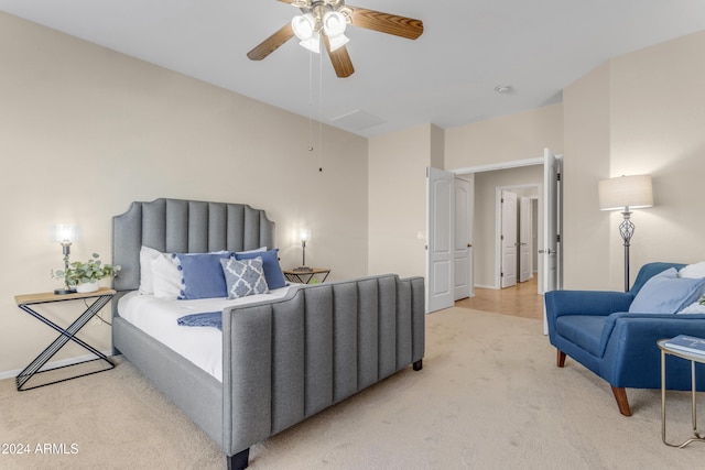 bedroom with carpet and ceiling fan