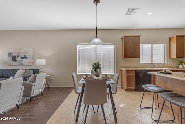 view of tiled dining space