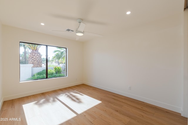 7127 N 79th St, Scottsdale, AZ 85258 - spare room featuring baseboards, light wood-style floors, recessed lighting, and ceiling fan