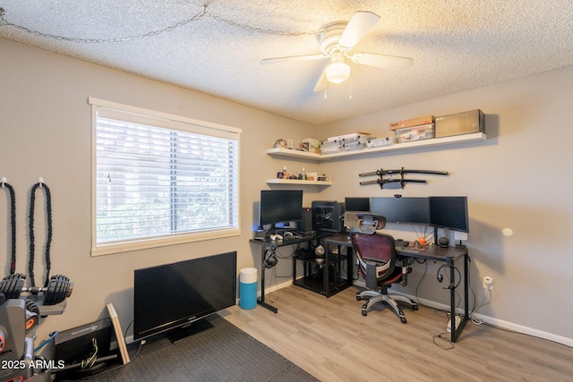 602 E Colgate Dr, Tempe, AZ 85283 - office space featuring wood finished floors, ceiling fan, baseboards, and a textured ceiling
