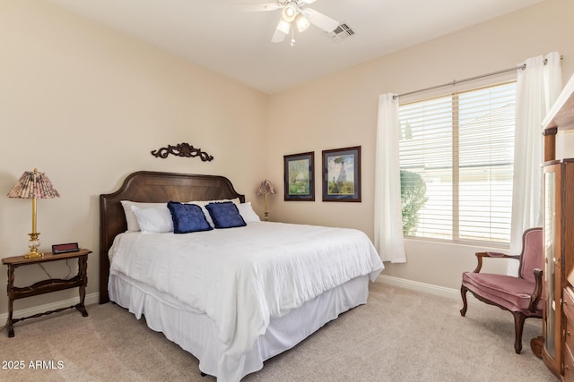 2457 E Melrose St, Mesa, AZ 85213 - bedroom featuring light colored carpet, baseboards, and ceiling fan