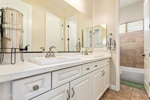 2457 E Melrose St, Mesa, AZ 85213 - bathroom with double vanity, toilet, and shower / tub combination