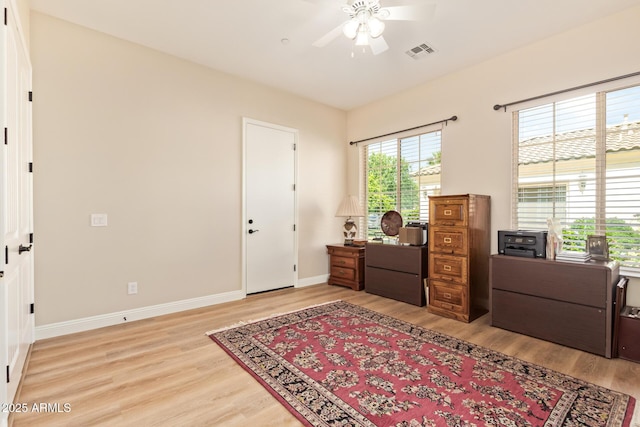2457 E Melrose St, Mesa, AZ 85213 - office space with ceiling fan, light wood-style floors, and baseboards