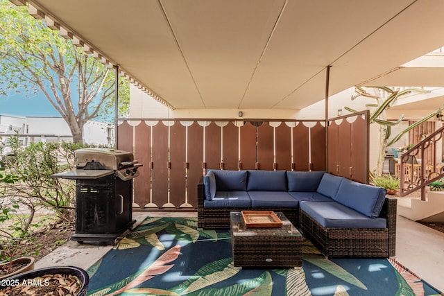 view of patio / terrace with grilling area and outdoor lounge area