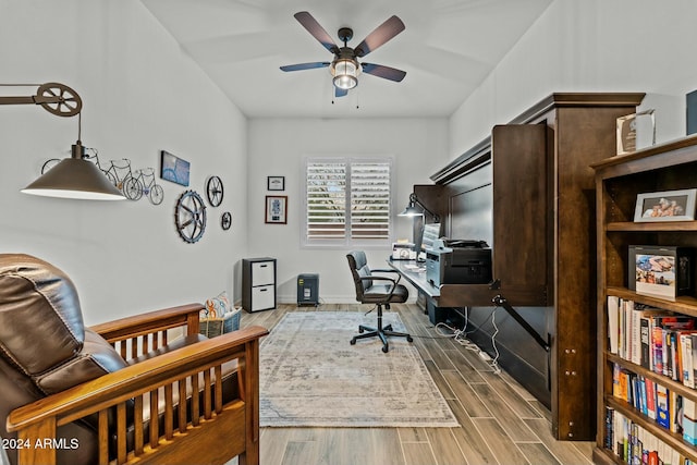 home office featuring ceiling fan